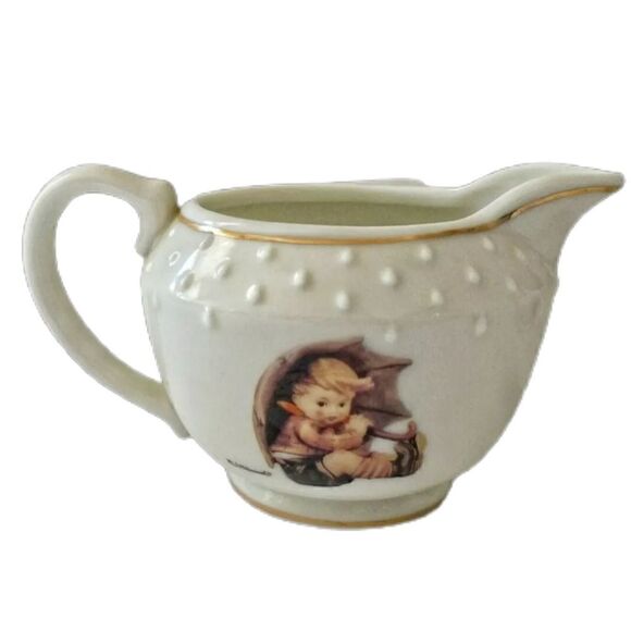 MJ HUMMEL Danbury Sugar & Creamer Set Porcelain Rainy Day Boy Girl Vintage - Picture 3 of 16